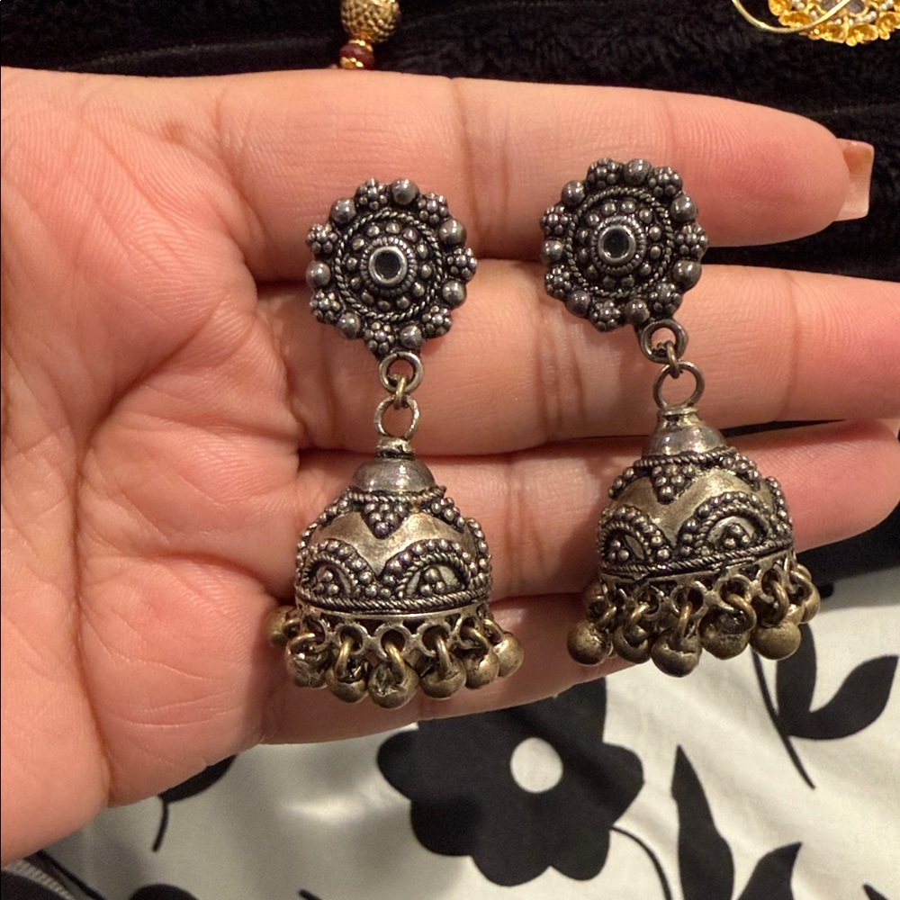 Antique Silver Jhumka Earrings